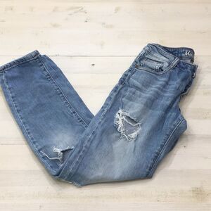 Machine distressed denim jeans sz 26